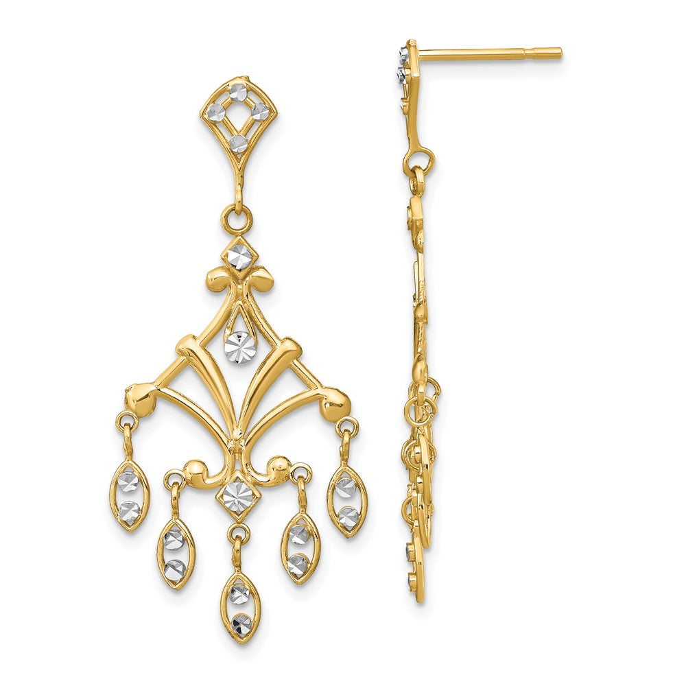 14K w/Rhodium D/C Chandelier Style Dangle Earrings - Product Photo
