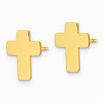 14K Yellow Gold Gold Polished Cross Post Earrings - Product Photo