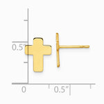 14K Yellow Gold Gold Polished Cross Post Earrings - Product Photo