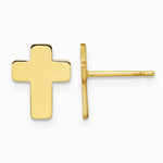 14K Yellow Gold Gold Polished Cross Post Earrings - Product Photo