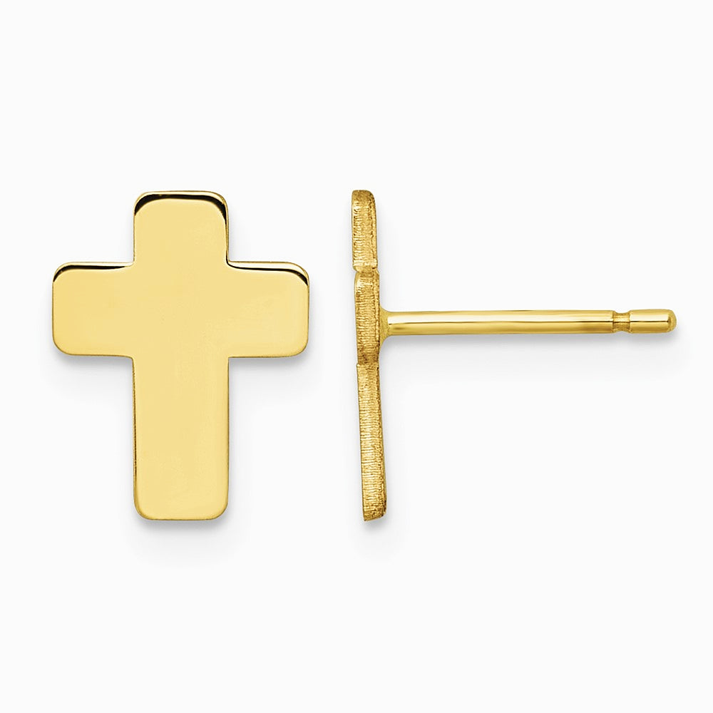 14K Yellow Gold Gold Polished Cross Post Earrings