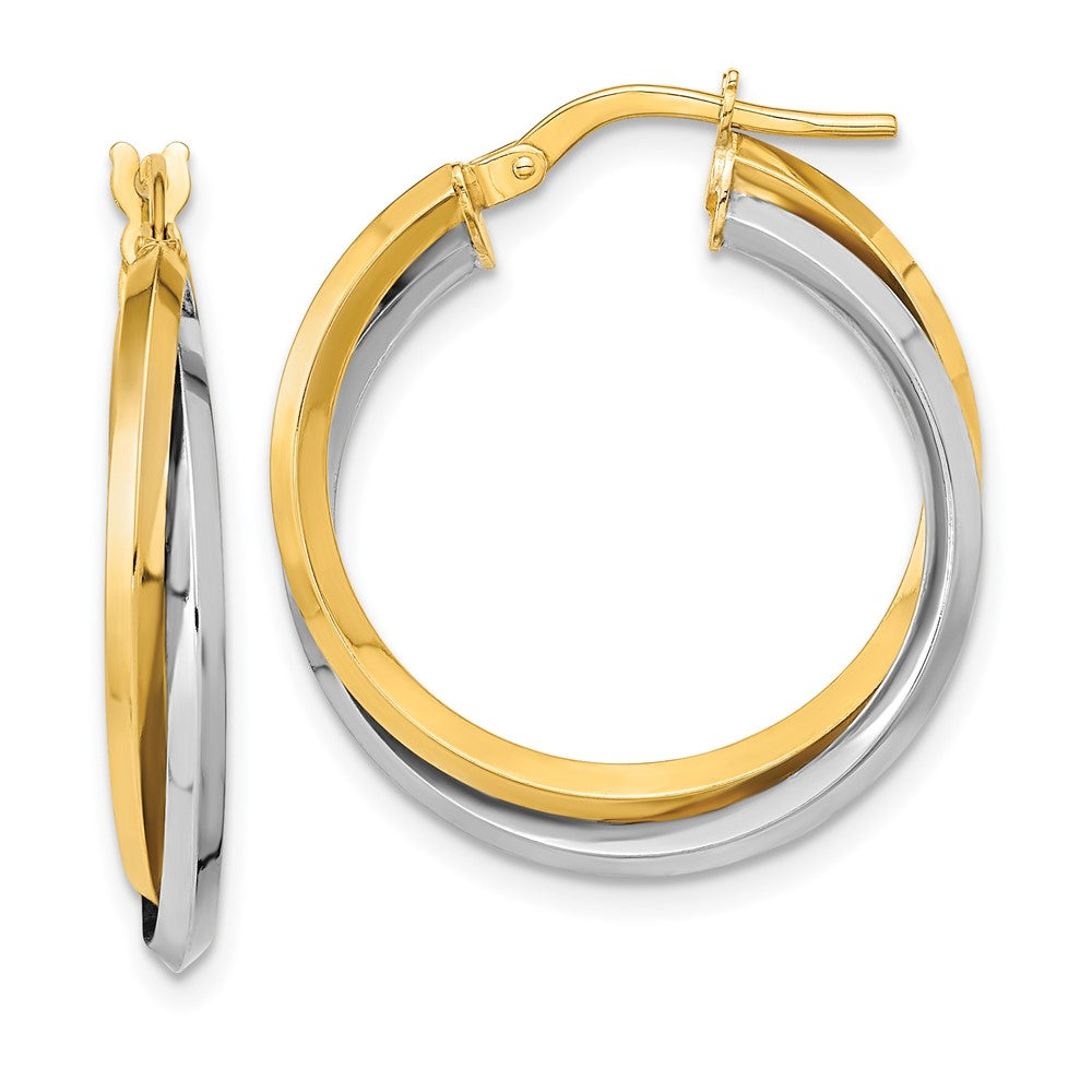 14K Two-tone Two Tone Polished Double Hoops