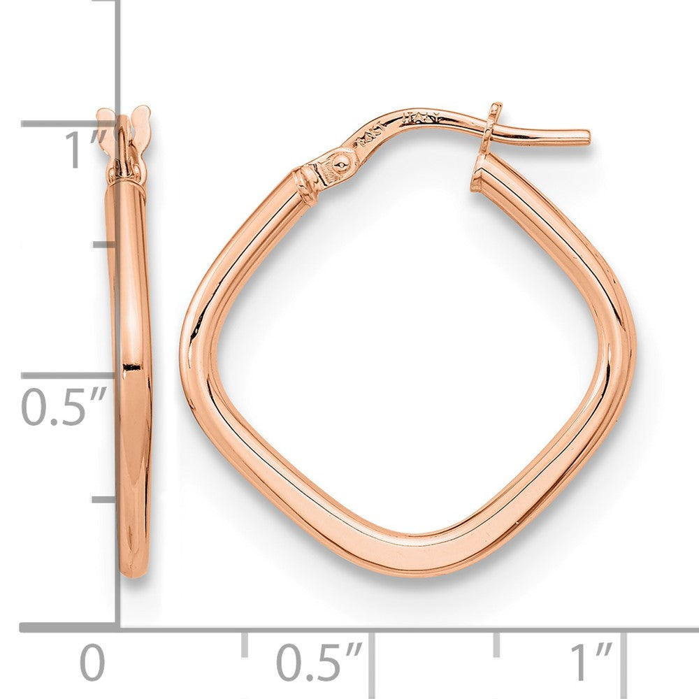 14K Rose Gold Polished Square Hoops - Product Photo