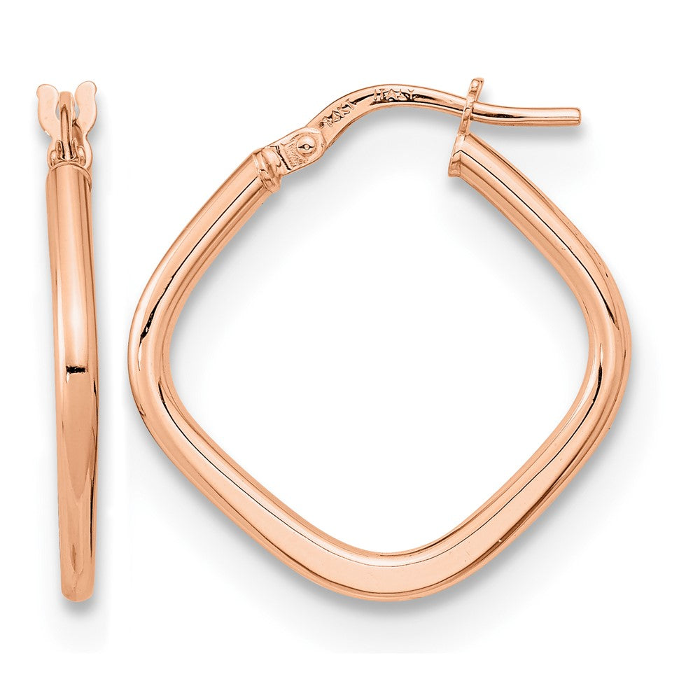 14K Rose Gold Polished Square Hoops