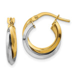 14k Two Tone Polished Double Hoops - Product Photo