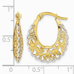 14K Yellow & Rhodium Rhodium-plated Polished Filigree Hoop Earrings - Product Photo