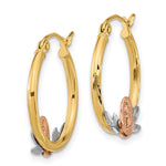 14K Tri-color Guadalupe Hoop Earrings - Product Photo