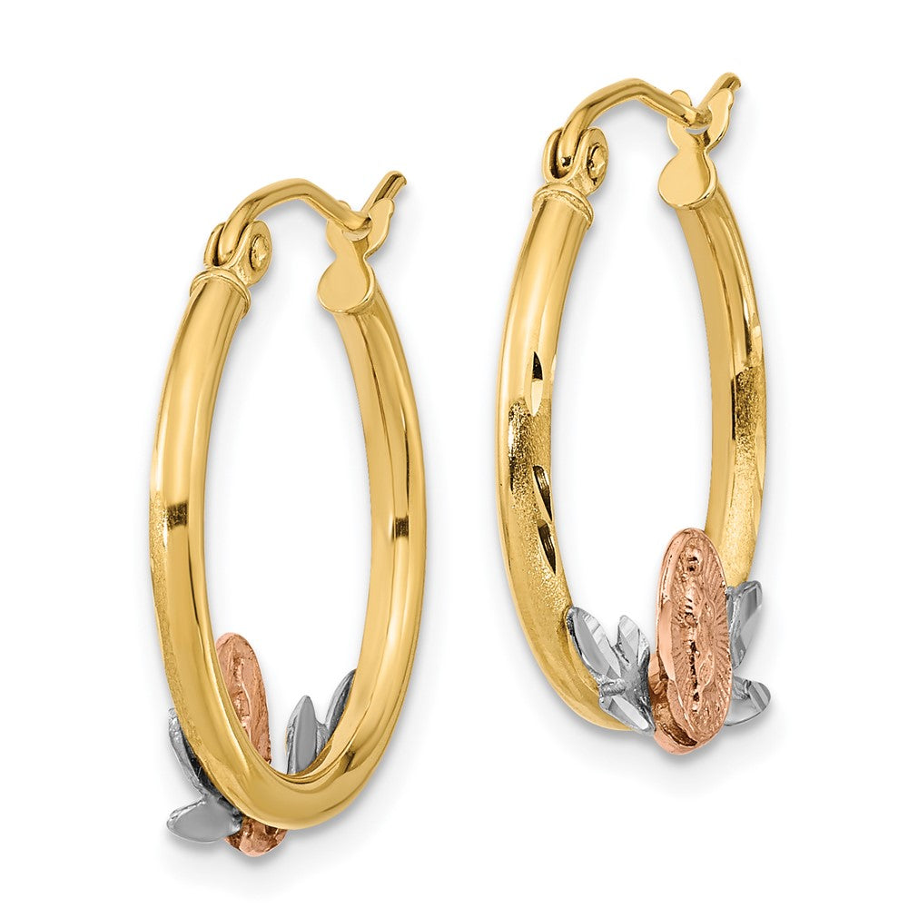 14K Tri-color Guadalupe Hoop Earrings - Product Photo
