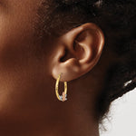 14K Tri-color Guadalupe Hoop Earrings - Product Photo