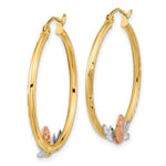 14K Tri-color Guadalupe Hoop Earrings - Product Photo