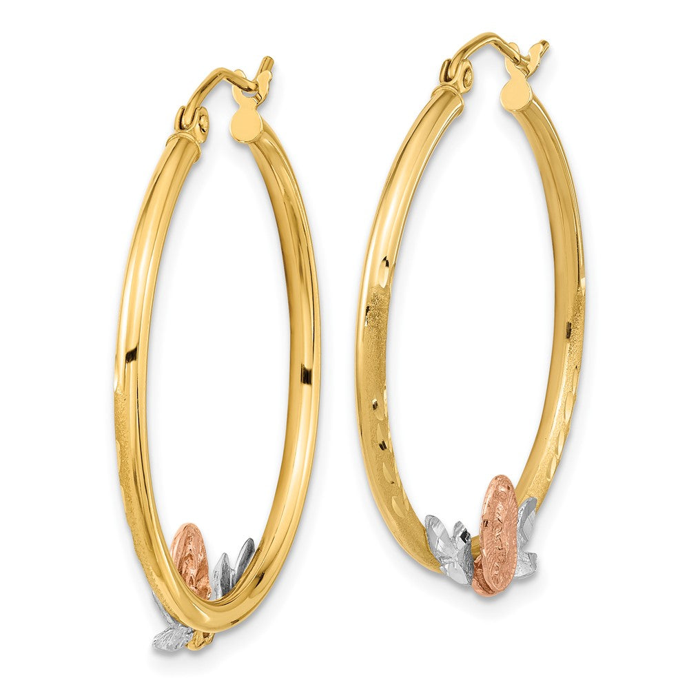 14K Tri-color Guadalupe Hoop Earrings - Product Photo