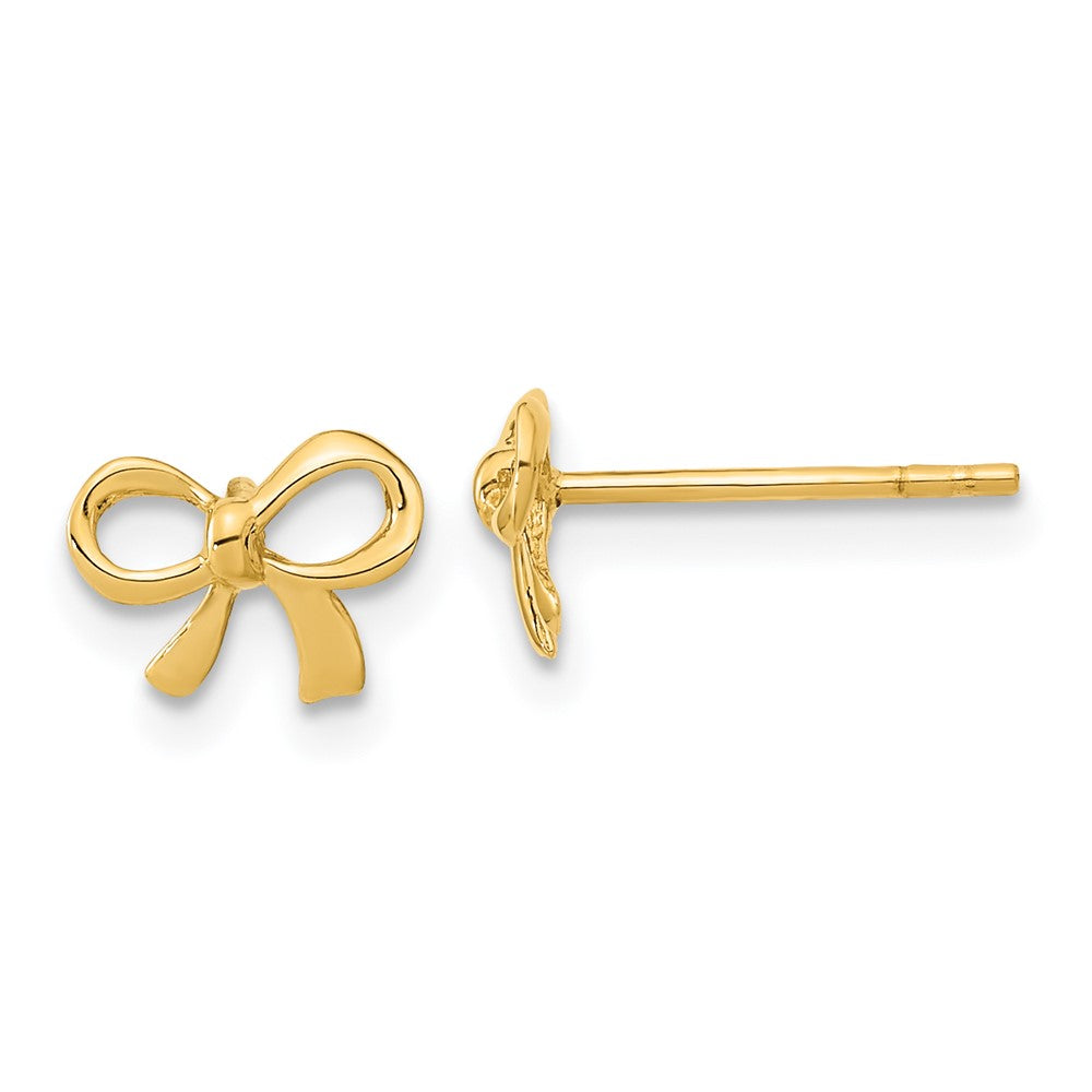 14K Yellow Gold Gold Polished Bow Post Earrings