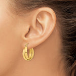 14k Polished Diamond-cut Twist Hoop Earrings - Product Photo