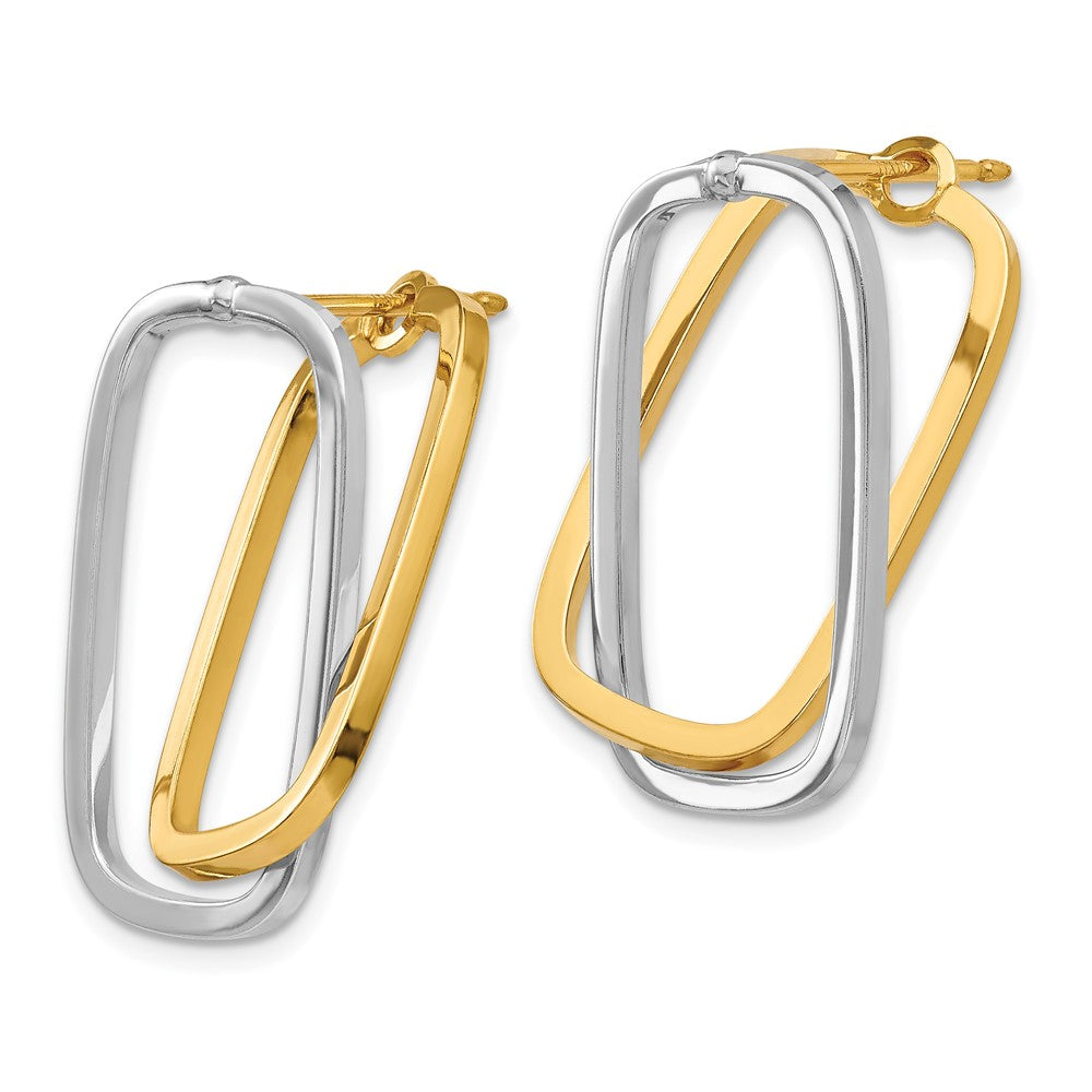 14k Two-Tone Fancy Versatile Rectangle Post Earrings - Product Photo