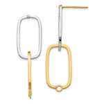 14k Two-Tone Fancy Versatile Rectangle Post Earrings - Product Photo