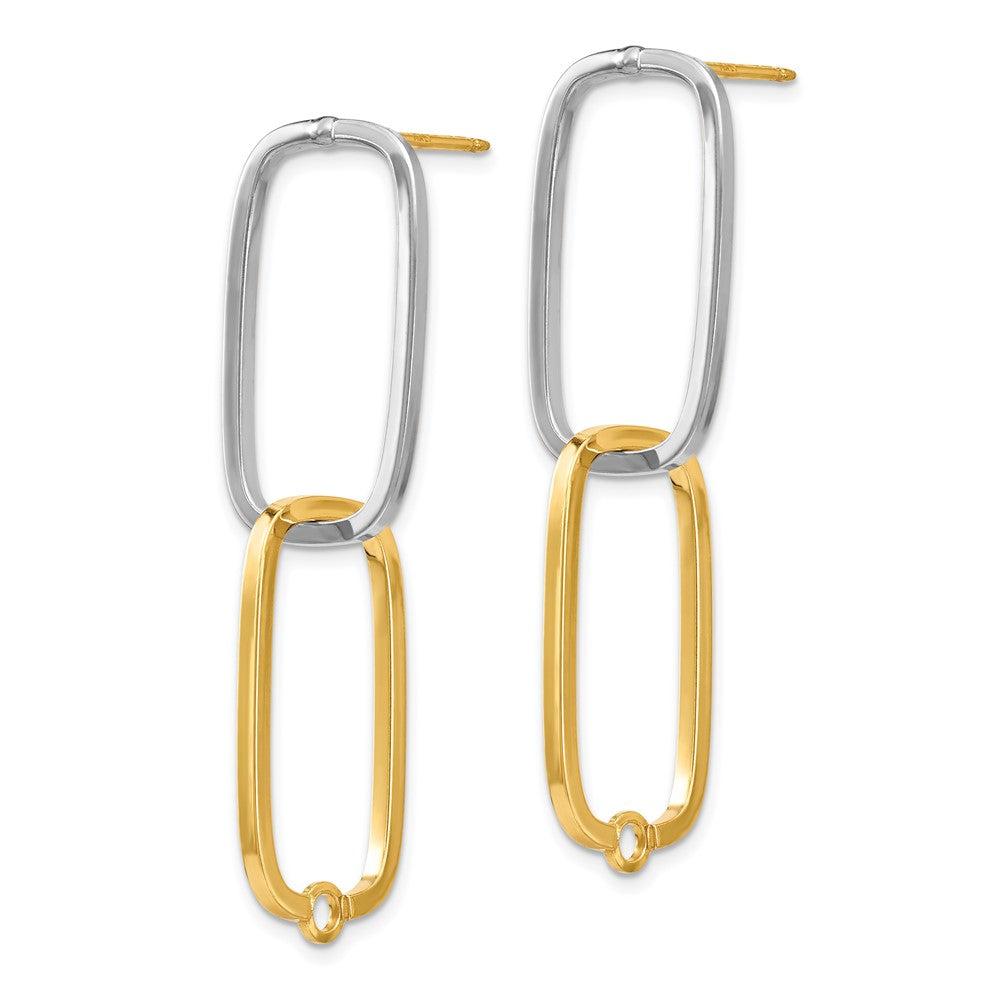 14k Two-Tone Fancy Versatile Rectangle Post Earrings - Product Photo