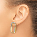 14k Two-Tone Fancy Versatile Rectangle Post Earrings - Product Photo