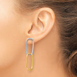 14k Two-Tone Fancy Versatile Rectangle Post Earrings - Product Photo
