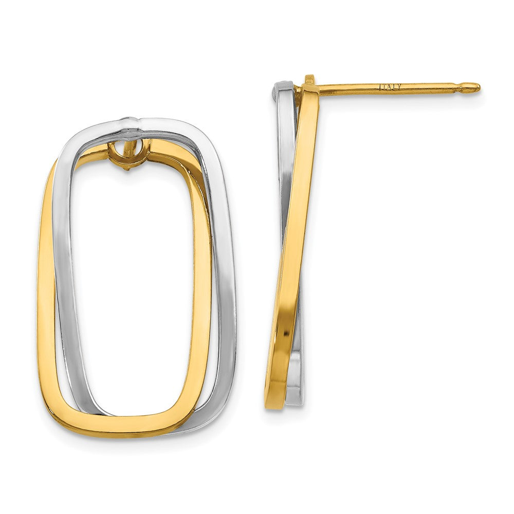 14K Two-Tone Fancy Versatile Rectangle Post Earrings