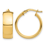 14K Yellow Gold High Polished 7mm Hoop Earrings - Product Photo