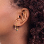 14k Polished with D/C Beads Tri-color Hoop Earrings - Product Photo