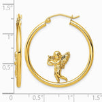 14K Yellow Gold with Angel Hoop Earrings - Product Photo