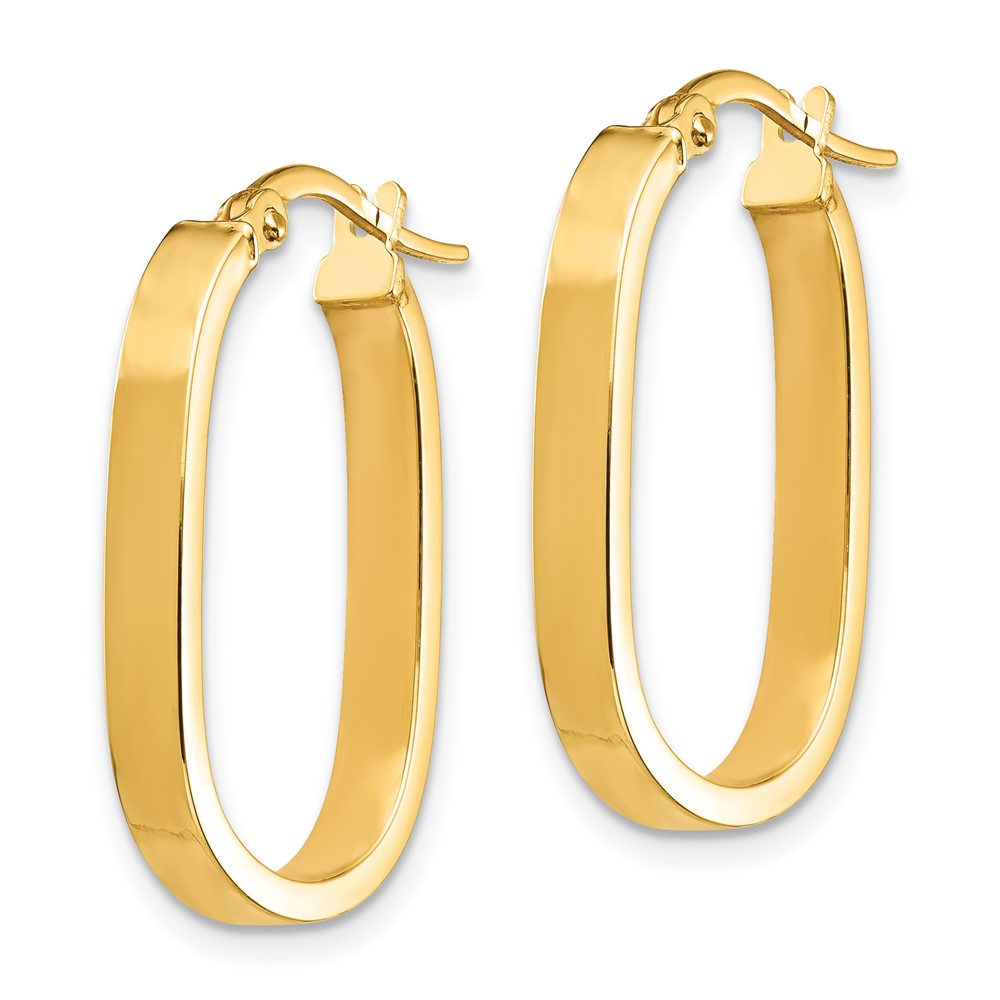 14K 3x2mm Oval Hoop Earrings - Product Photo
