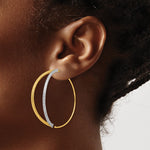 14K w/Rhodium Large Diamond-Cut Dangle Threader Earrings - Product Photo