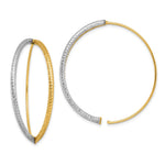14K w/Rhodium Large Diamond-Cut Dangle Threader Earrings - Product Photo