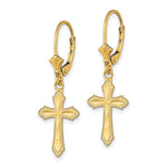 14K D/C Cross w/ Beaded Edge Leverback Earrings - Product Photo