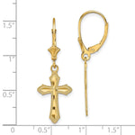 14K D/C Cross w/ Beaded Edge Leverback Earrings - Product Photo