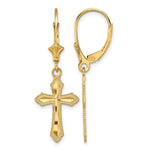 14K D/C Cross w/ Beaded Edge Leverback Earrings - Product Photo
