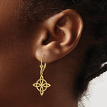 14K Yellow Gold Small Celtic Eternity Knot Leverback Earrings - Product Photo