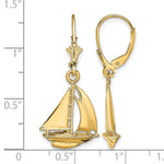 14K  3D Polished Sailboat Leverback Earrings - Product Photo