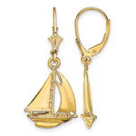 14K  3D Polished Sailboat Leverback Earrings - Product Photo