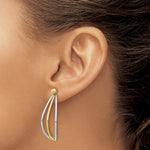 14k w/ White Rhodium Ball Stud w/ Triple Wire Dangle Jacket Earrings - Product Photo