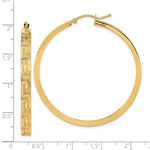 14K Polished and Satin Greek Pattern Hoop Earrings - Product Photo