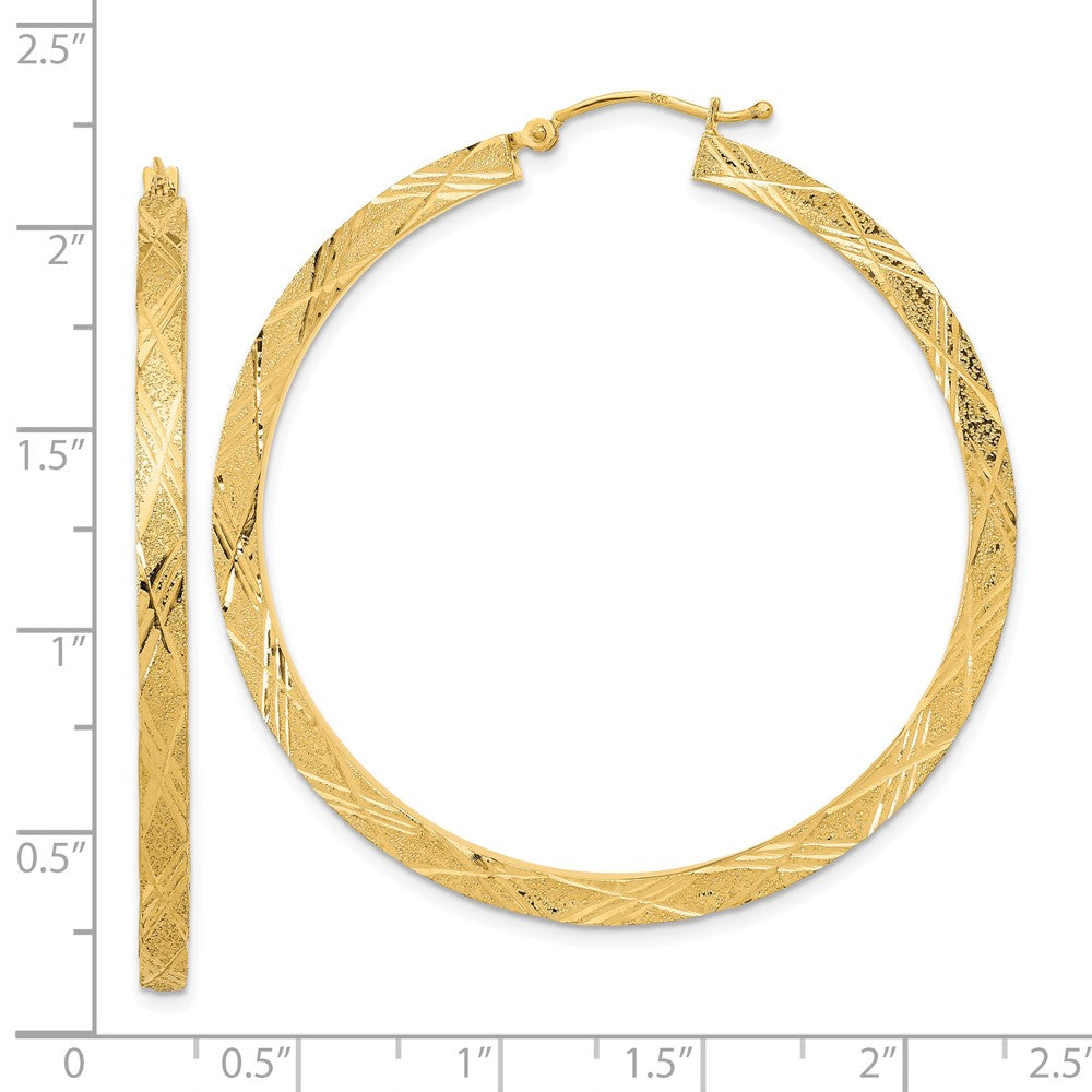 14K Polished and Textured Hoop Earrings - Product Photo