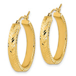 14K Polished Diamond-cut Hoop Earrings - Product Photo