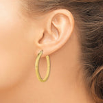 14K Polished & Hammered Hoop Earrings - Product Photo