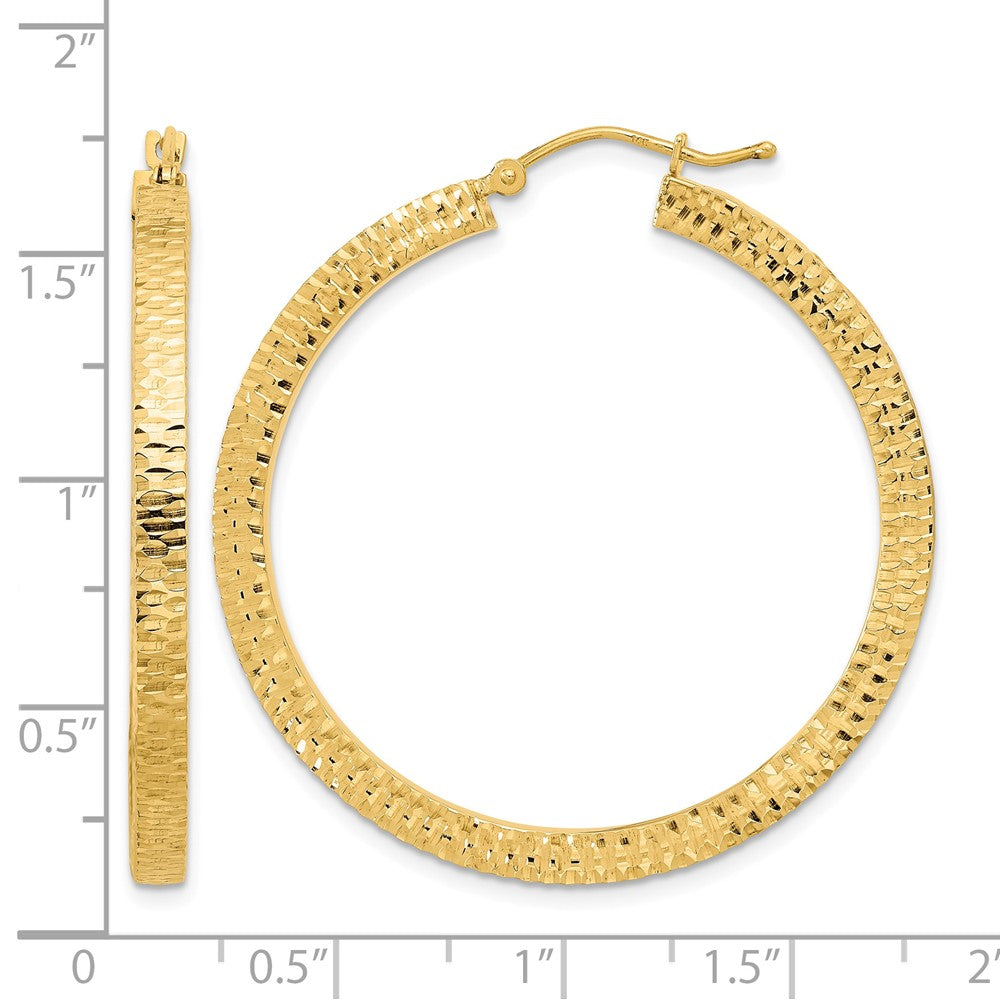 14K Polished & Hammered Hoop Earrings - Product Photo