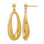14K Polished Hollow Oval Hollow Post Dangle Earrings - Product Photo