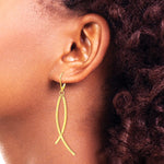 14K Yellow Gold Polished Diamond Cut Fancy Dangle Leverback Earrings - Product Photo