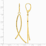 14K Yellow Gold Polished Diamond Cut Fancy Dangle Leverback Earrings - Product Photo