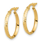 14K Yellow Gold Polished and Diamond-cut Knife Edge Hoop Earrings - Product Photo