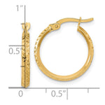14K Yellow Gold Polished and Diamond-cut Knife Edge Hoop Earrings - Product Photo