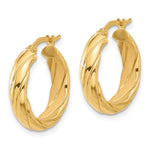 14K Polished and Textured Hoop Earrings - Product Photo