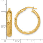 14K Polished and Textured Hoop Earrings - Product Photo