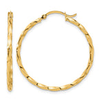 14K Polished and Twisted 1.8mm Hoop Earrings - Product Photo