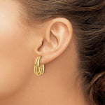 14K Polished and Twist Oval Multi Row J-Hoop Post Earrings - Product Photo